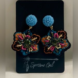 🛍️ 3/$15 Beaded Embroidered Floral Earrings New